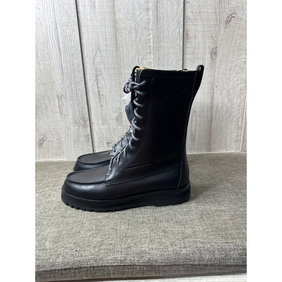 Sperry x John Legend Mens Sz 10 Tall Black Leather Lace-Up Boots w/ Side Zipper - Picture 4 of 11